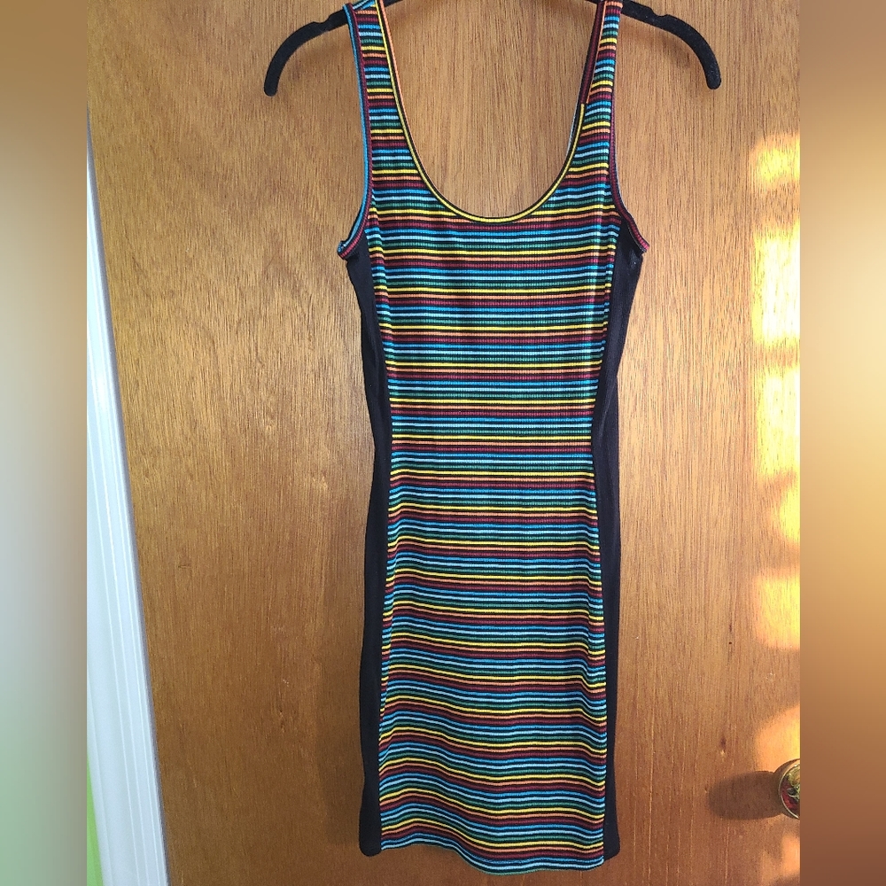 Rainbow Striped Bodycon Dress